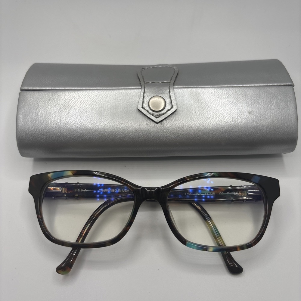 TURA R559 TEA BLUE BROWN AUTHENTIC EYEGLASSES 53-16-135 FRAME W/CASE